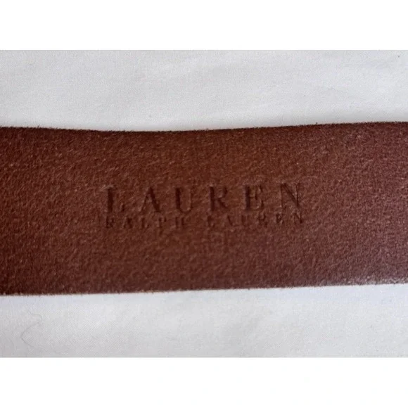 Ralph Lauren Brown Leather Belt Brass Horseshoe Buckle Western 33.5" Equestrian - Picture 3 of 9